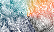 © Preethiloki - Teal blue and orange warm cool gradient ray burst from dark center point background
