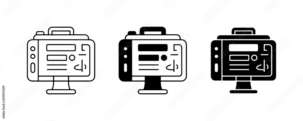 Modern computer monitor icons set, digital screen display vector ...