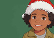 © hakule - Cute Black Boy Wearing Christmas Santa Hat Illustration
