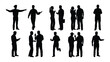 © Noyon - Collection of business people silhouettes in various poses against a white background silhouette high quality professional detailed modern elegant stylish clean
