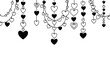 © nandes - Black and White Hearts Hanging Garland Illustration