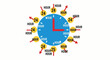 © Ali - A stylized clock face with red hands, surrounded by yellow circles marked '24' and '25