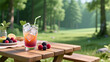 © lin - Summer forest picnic with icy fruit juice