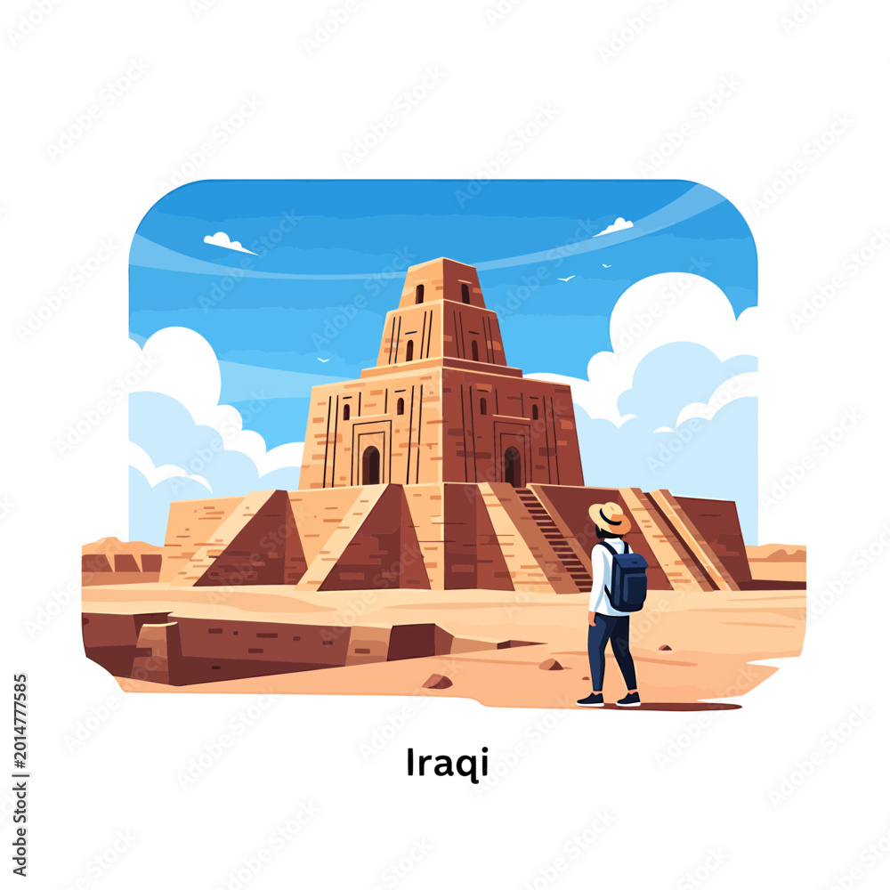 Great Ziggurat of Ur ancient landmark in Iraqi desert Stock Vector ...