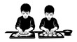 © Gita - Two boys kneading dough and preparing homemade dumplings