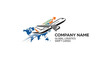© Skyline Visuals - Air cargo transport logo with airplane and world map design element
