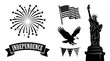 © Create of God - Usa independence day symbols set - fireworks flag eagle statue of liberty