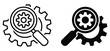 ©   welcome SAIFUL - Magnifying glass gear icon symbolizing system diagnostics mechanical inspection analysis review settings configuration quality control engineering maintenance tools modern UI design vector