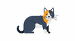 © viang - Stylized cartoon cat with tri-color fur and whiskers on white background