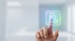 © aukkasit - Hand Tapping Digital Prescription Icon on Touchscreen Interface