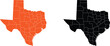 © Mst - Orange and black map of texas state showing all county borders and lines Vector