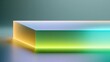 © www.freund-foto.de - Ein leuchtendes weißes Quader-Objekt mit grün-gelbem Neonlicht auf grauem Hintergrund in einer abstrakten 3D-Darstellung.