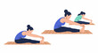 © tuyuk - Two women practicing seated forward bend yoga poses on mats