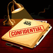 © al - Create a realistic Old Confidential File Folder Lying on Detective Desk with Lamp vector art..