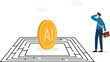 © WS DESIGN - Professional finding gold AI coin in a maze