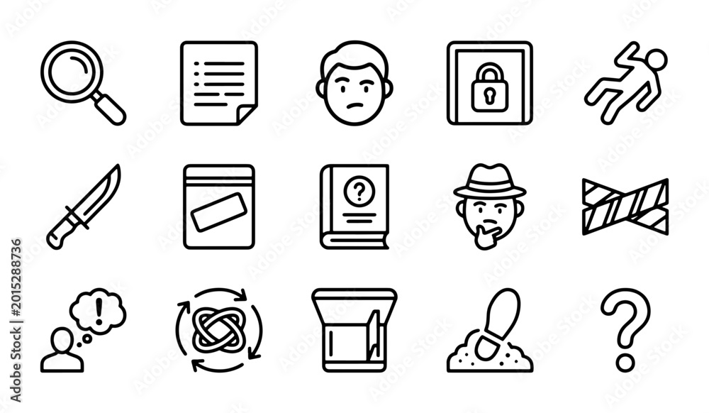 Computer Forensics Symbol Crime Scene Investigation Icons, Detective Clues, Forensic Evidence ...