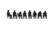 © Md - Group of people sitting on chairs in silhouette showing diverse postures and engagement in meeting or waiting situations.