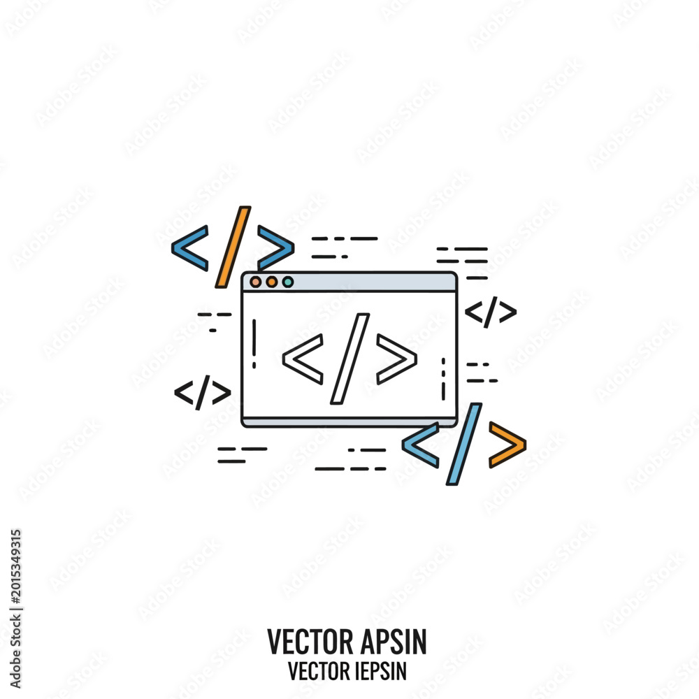 Abstract coding concept with programming symbols like greater than less ...