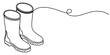 © SREEPOLOK - Continuous one line drawing of rubber boots. Rubber boots in single line draw illustration. Editable stroke.