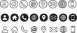 © BushraTech - Business card icon set. Containing contact information, name, address, phone, e-mail, location, website, telephone, mail and more. Vector illustration.