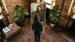 © Videohub - Woman looking at herself in a mirror indoors