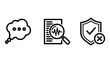© MAHMUDA  - Thought bubble data analysis magnifier security checkmark icons with magnifier security checkmark analysis research document information brainstorming thinking investigation verified