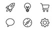 © Azmiri - Modern Icon Set: Rocket, Lightbulb, Cart, Chat, Compass, Gear Icons