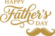 © samiul - Happy Fathers Day gold calligraphy text with stylish mustache graphic