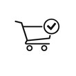 © ANMSHAFIQUL - Shopping cart with a check mark icon confirming a purchase or order completion online shopping e commerce graphic resource complete purchase e-commerce confirmation selection approved