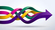 © Pixfinity - Dynamic illustration of colorful intertwined lines converging into a unified arrow, symbolizing synergy, progress, and the integration of diverse paths towards a common goal or future
