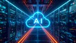 © photostockatinat - A captivating visualization showcasing cloud technology, with data servers seamlessly interacting, symbolizing connectivity and futuristic innovation.