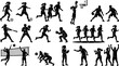 © godsfavoritearts - Set of black silhouettes of people playing various sports vector illustration