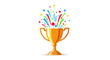 © suhadi - Golden Trophy Cup with Colorful Confetti.