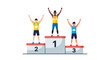© Nabila - Three diverse athletes celebrating victory on a podium.
