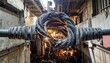 © ZikriAlias - Tangled Industrial Electrical Cable Damaged and Exposed