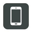 ©  Yassine DS - Modern Smartphone Silhouette Vector Icon on Dark Rounded Square Plate for User Interface Applications and Mobile Technology Graphic Material