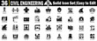 © Logo Solution - Civil engineering solid icon set. easy to edit. glyph style design.