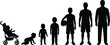 © Nilufasultana - Human life cycle silhouettes depicting growth stages on white background