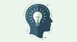 © sheilla - Silhouette of a human head with a glowing light bulb inside, symbolizing idea and innovation