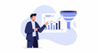 © Rayyan - Businessman presenting growth charts and sales funnel analysis concept