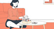 © naru - Young woman sorting photos in a box at home, nostalgic hobby, memories