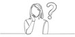 © line pro - Little Girl Has Question Mark On Head Frequently Asked Questions Concept Continuous One Line Drawing, Abstract line art of a puzzled female figure with question marks. None editable stroke, Continuous