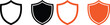 © JESMIN - Set of four different shield icons in black and orange outline and solid styles Vector