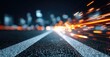 © naira - Blurred, glowing streaks of orange light streak across a dark road