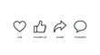 © Zaheer - Minimalist digital social media engagement icons featuring a heart like button a thumbs up gesture a share arrow and a speech bubble comment symbol presented in a clean professional style