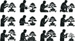 © SULTAN MIAH - Man caring for bonsai trees in different styles