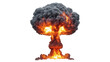 © Aliona - Massive nuclear mushroom cloud explosion with intense fire and dark smoke, isolated on transparent background
