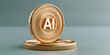 © javu - Gold coin with AI emblem enterprise ai document digital token shining motivation