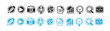 © Mukti - Dynamic media icons with spike borders in black and blue color variants for interface graphics.