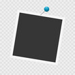 © yan4ik - Photo frame with straight pin, drawing pin, thumbtack. Template, blank, frames for photos. Vector